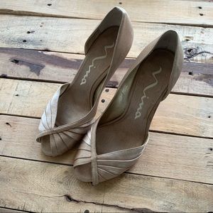 Nina Nude Peep Toe Heels